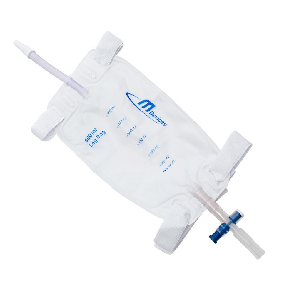MDevice Leg Bag - T-TAP Non-Return Valve with Bonded Step Connector and Silicone Straps