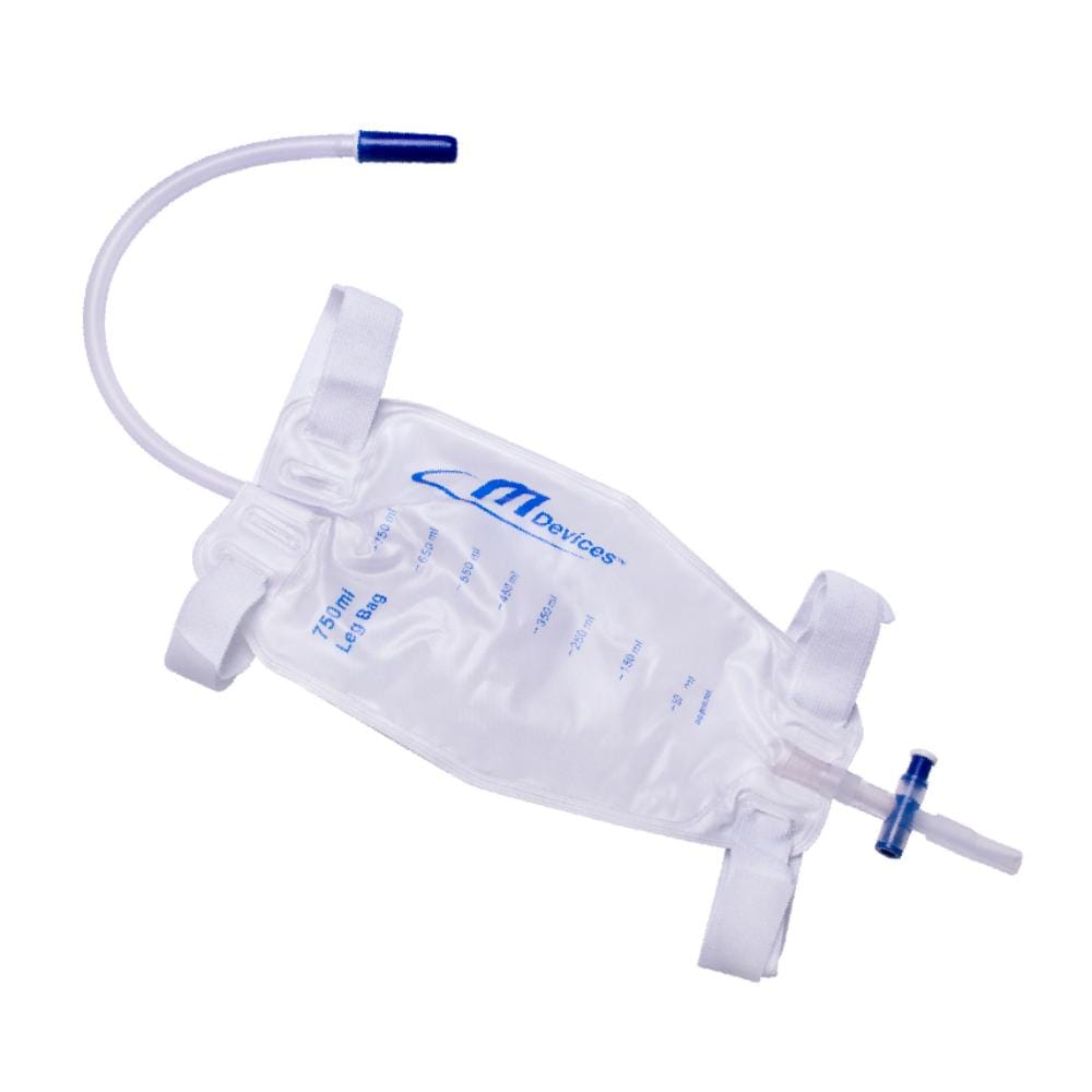 MDevice Leg Bag - T-TAP Non-Return Valve with Bonded Step Connector and Silicone Straps