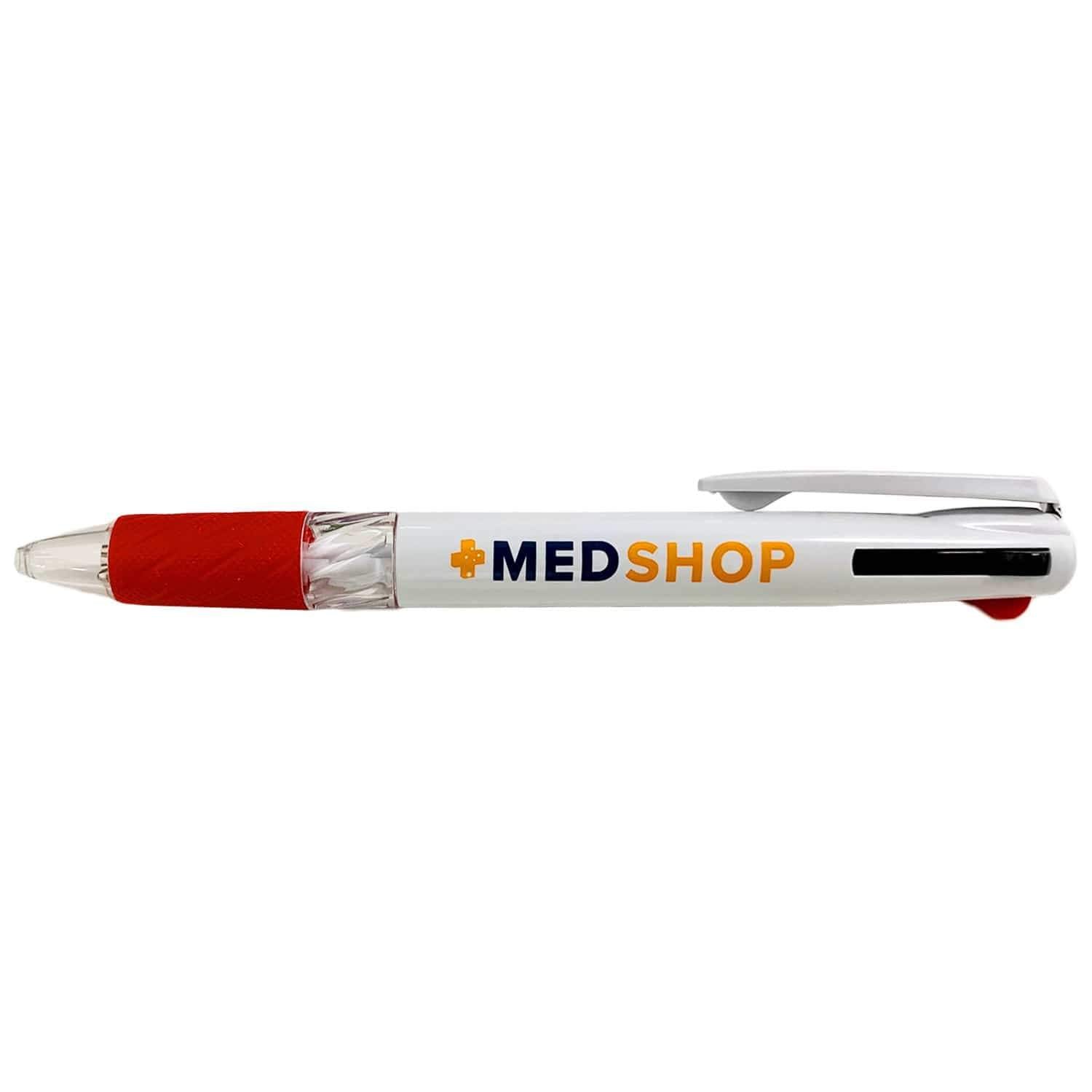 Medshop Pens Medshop 3 Colour Red Grip Plastic Ball Pen