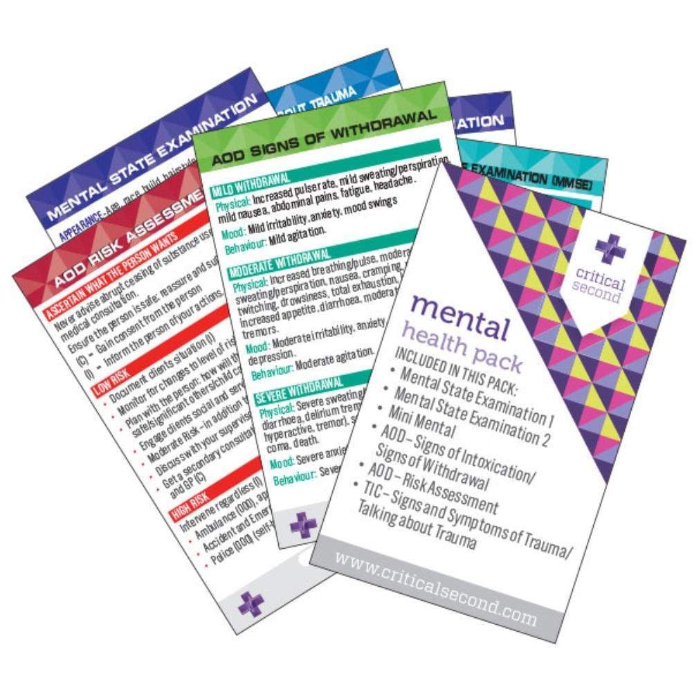 Critical Second Clinical Reference Cards Mental Health Pack - Education Cards