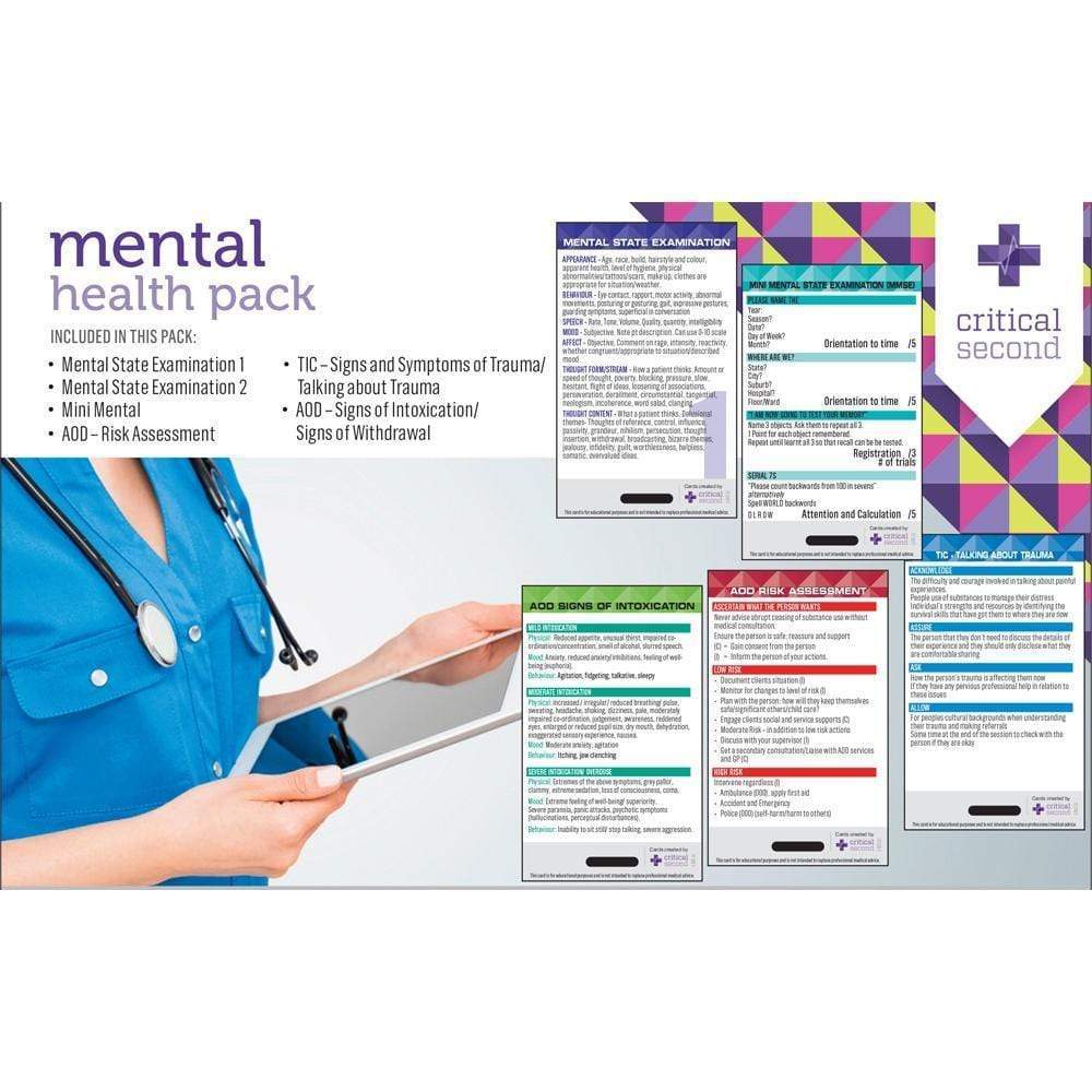 Critical Second Clinical Reference Cards Mental Health Pack - Education Cards