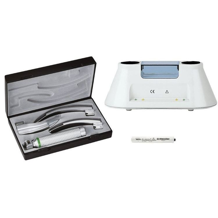 Riester Ri-Integral Macintosh F.O. Laryngoscope Set with C Handle + Ri-Accu L + Ri-Charger L