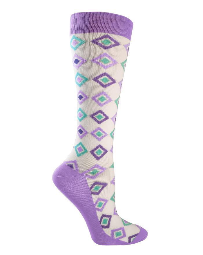 Prestige Medical Socks Diamonds Purple & Turquoise Prestige 30cm Premium Knit Compression Socks