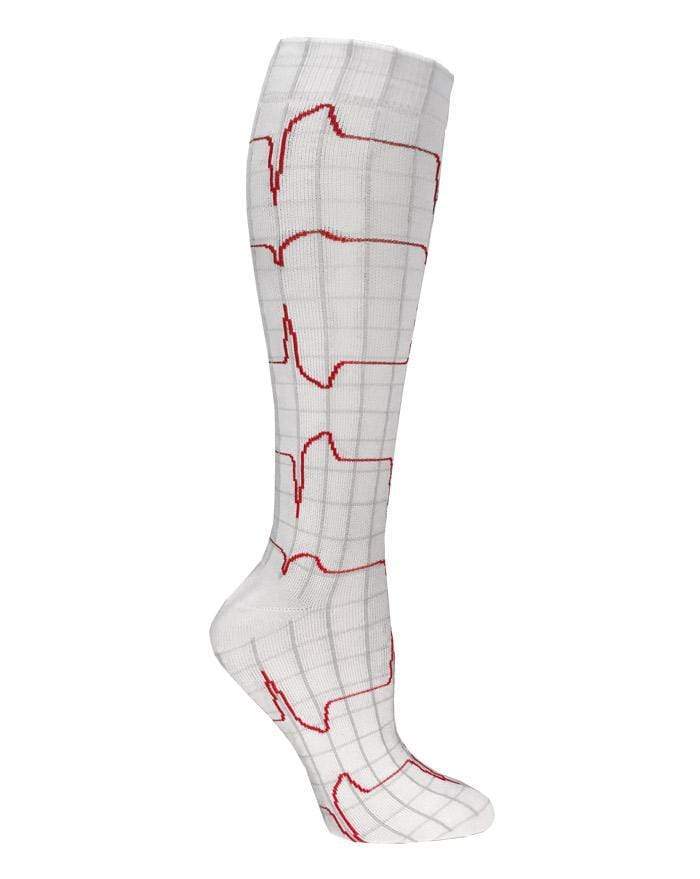 Prestige Medical Socks EKG on White Prestige 30cm Premium Knit Compression Socks