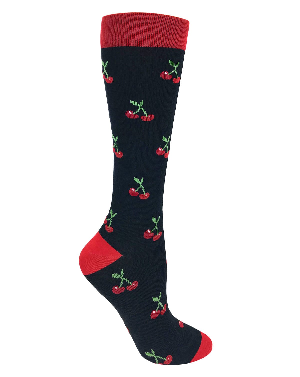 Prestige Medical Socks Cherries on Black Prestige 30cm Premium Knit Compression Socks