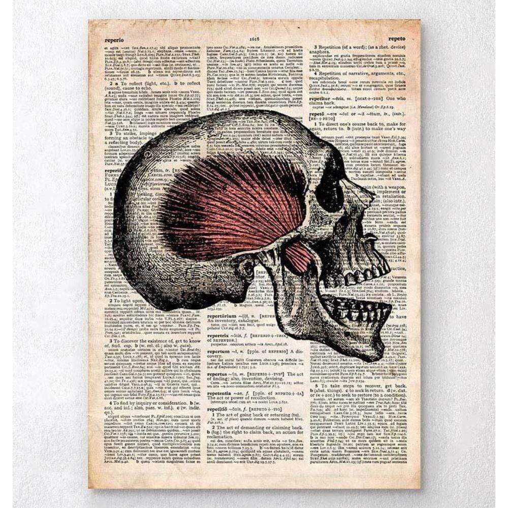 Skull Art Print Old Dictionary Page