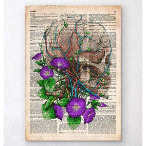 Skull With Flowers Old Dictionary Page
